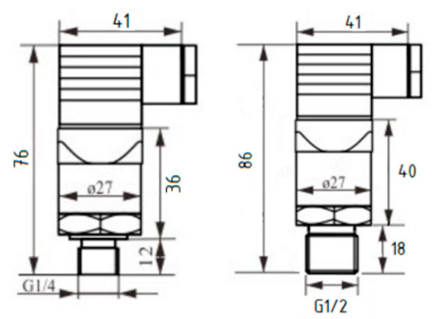 Габаритные размеры преобразователя давления Ридан MBS1700R Габаритные размеры преобразователя давления Ридан MBS1700R